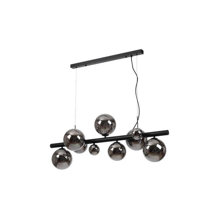 Nelson Lighting NL9040/CH9 Prague 9 Light Linear Pendant Satin Black Chrome Plated