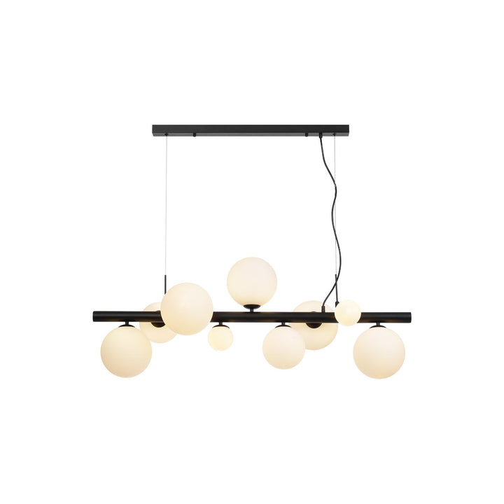 Nelson Lighting NL9040/OP9 Prague 9 Light Linear Pendant Satin Black Opal