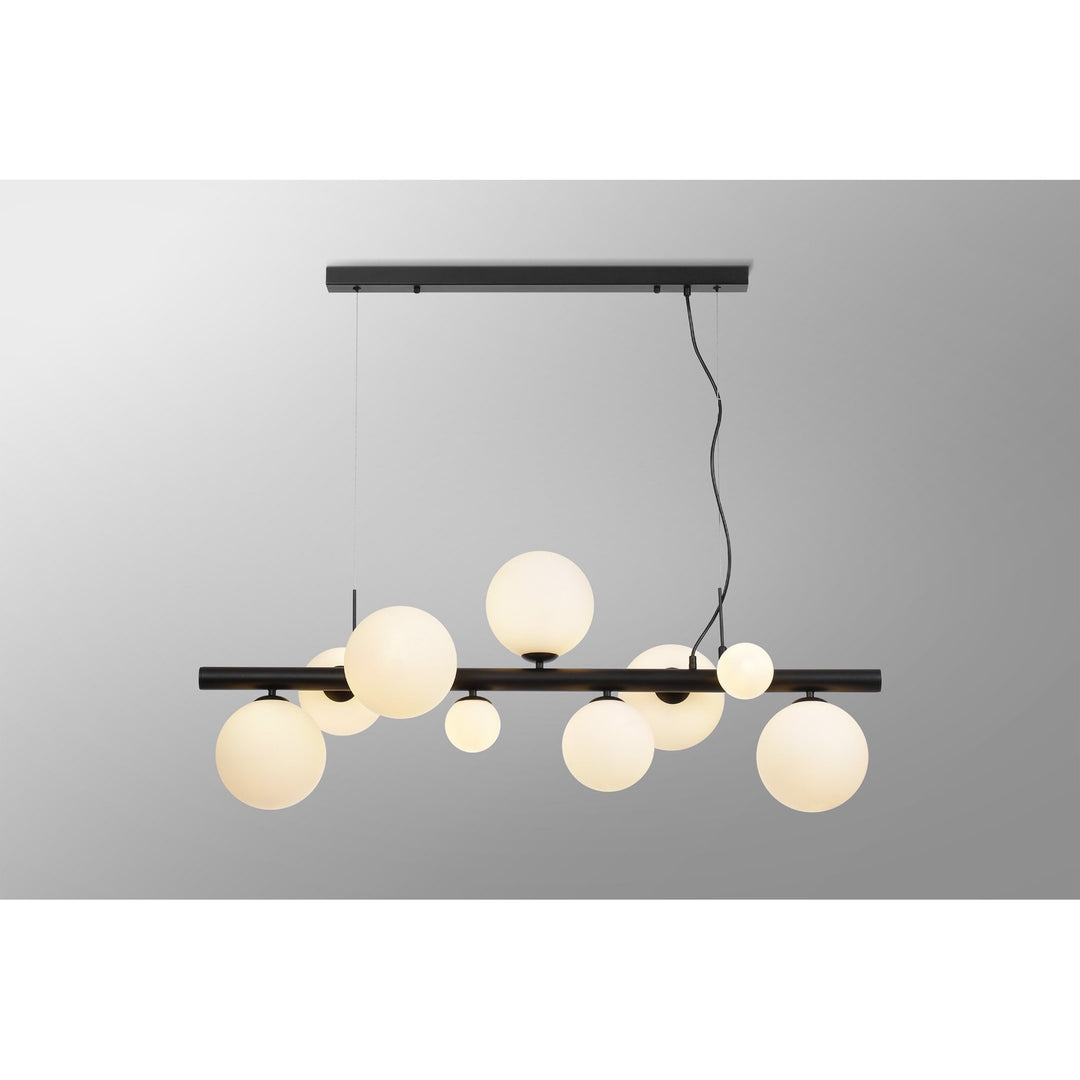 Nelson Lighting NL9040/OP9 Prague 9 Light Linear Pendant Satin Black Opal