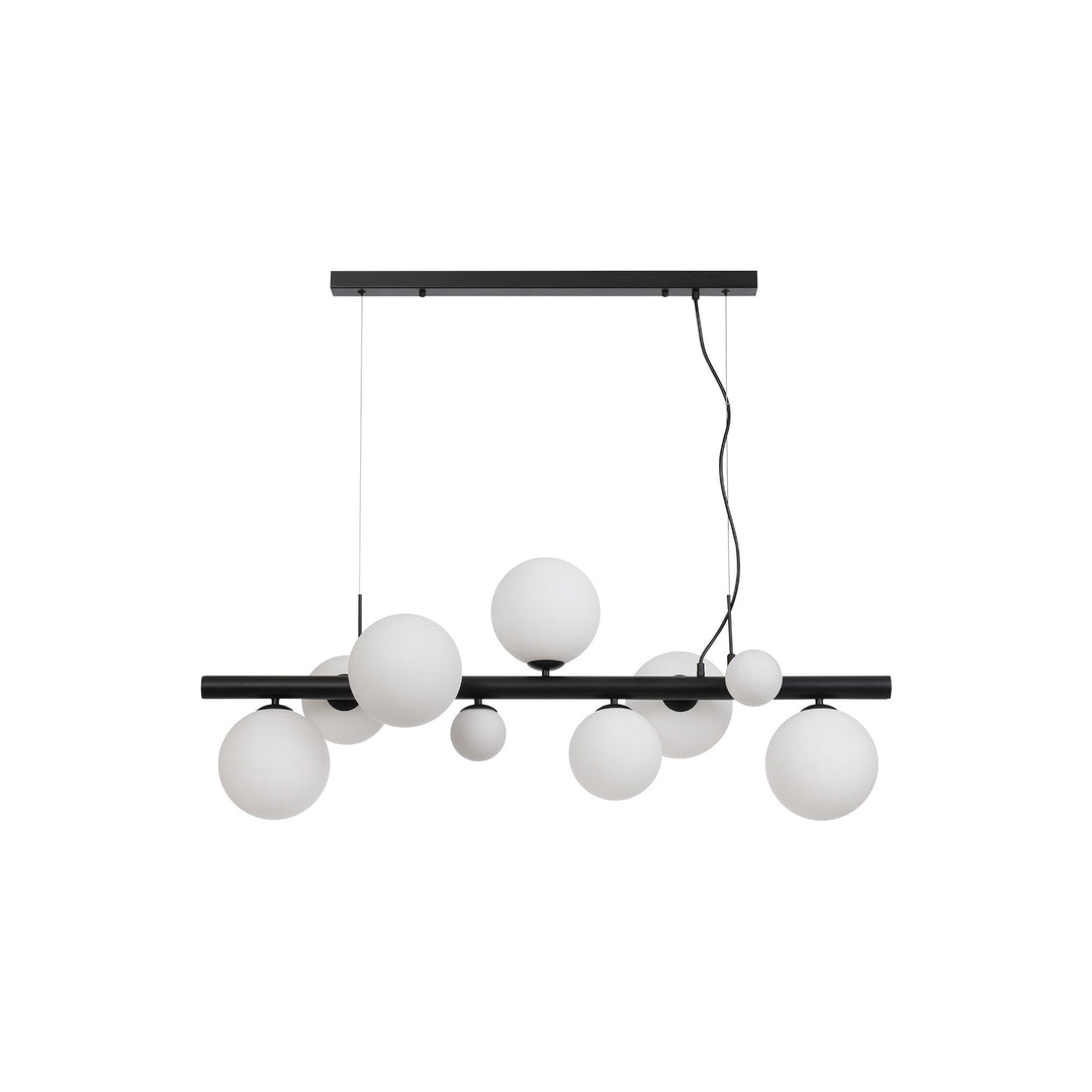 Nelson Lighting NL9040/OP9 Prague 9 Light Linear Pendant Satin Black Opal