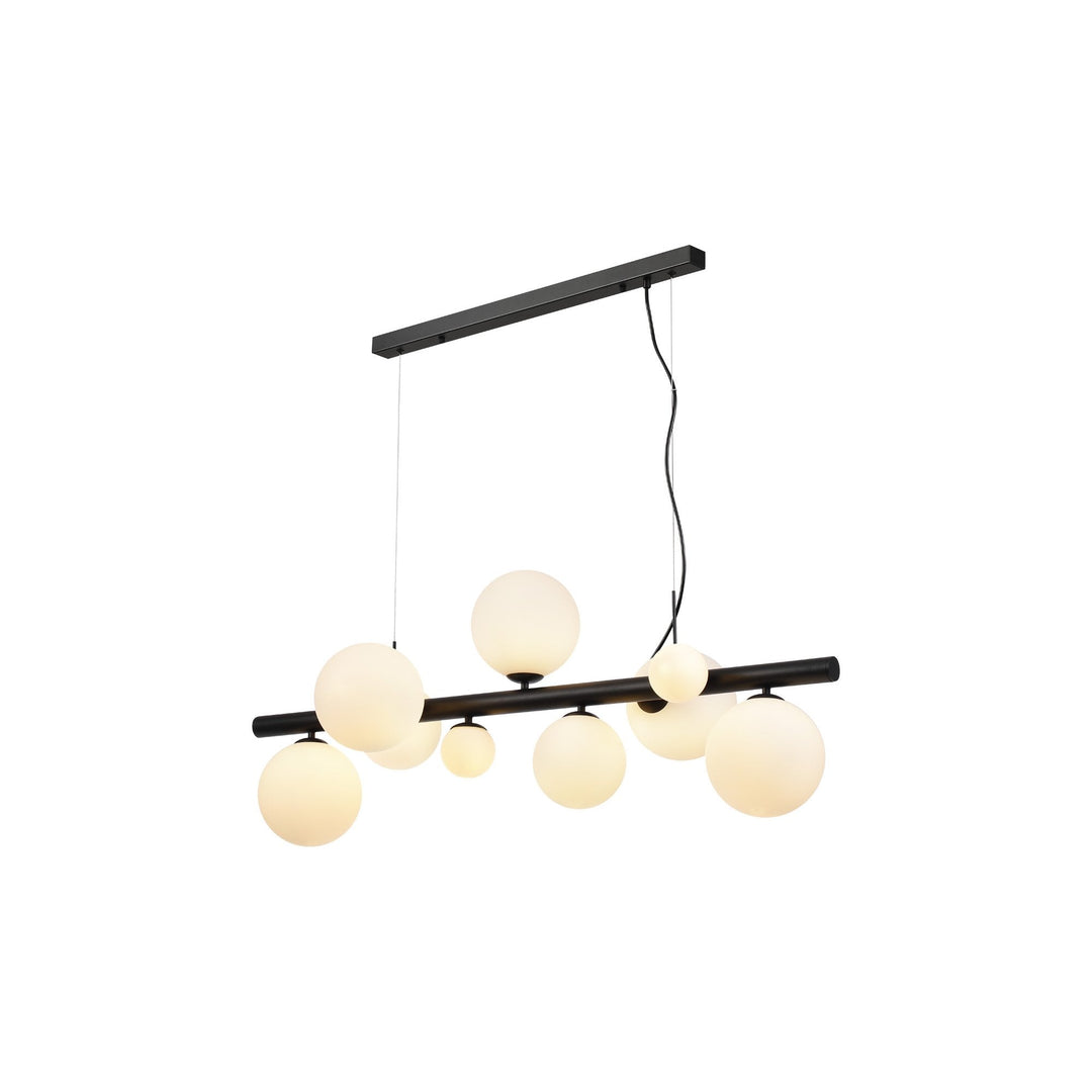 Nelson Lighting NL9040/OP9 Prague 9 Light Linear Pendant Satin Black Opal