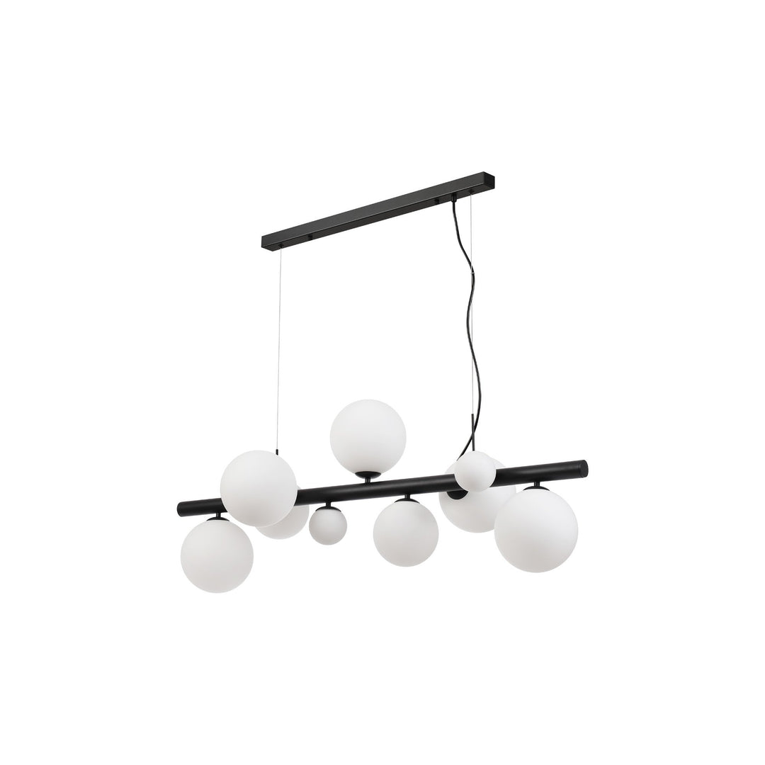 Nelson Lighting NL9040/OP9 Prague 9 Light Linear Pendant Satin Black Opal