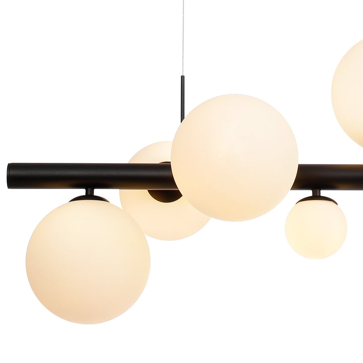 Nelson Lighting NL9040/OP9 Prague 9 Light Linear Pendant Satin Black Opal