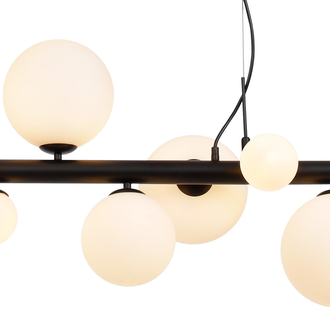 Nelson Lighting NL9040/OP9 Prague 9 Light Linear Pendant Satin Black Opal