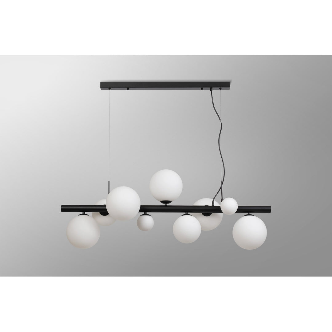 Nelson Lighting NL9040/OP9 Prague 9 Light Linear Pendant Satin Black Opal