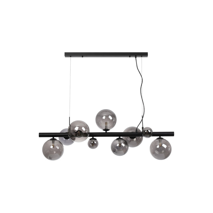 Nelson Lighting NL9040/SM9 Prague 9 Light Linear Pendant Satin Black Smoke Plated