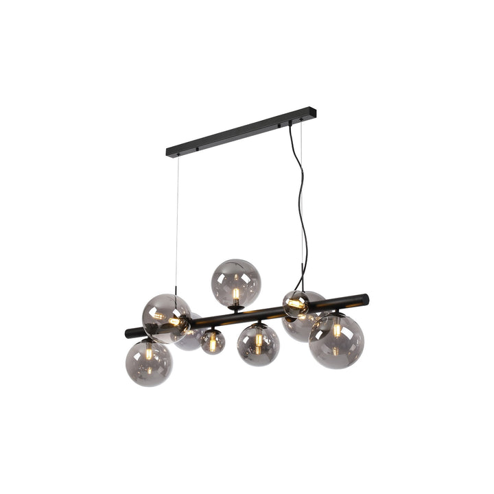 Nelson Lighting NL9040/SM9 Prague 9 Light Linear Pendant Satin Black Smoke Plated