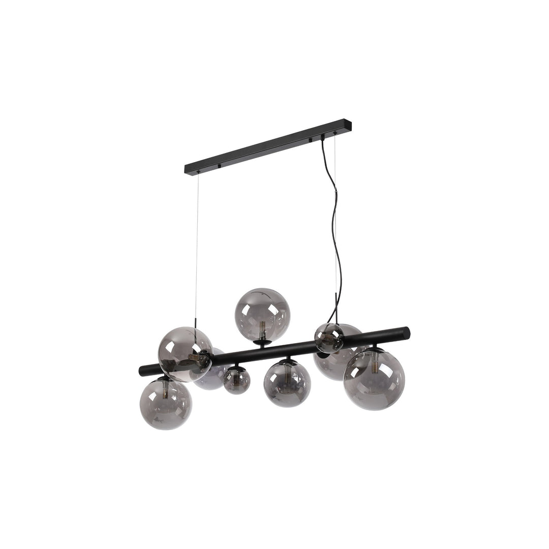 Nelson Lighting NL9040/SM9 Prague 9 Light Linear Pendant Satin Black Smoke Plated