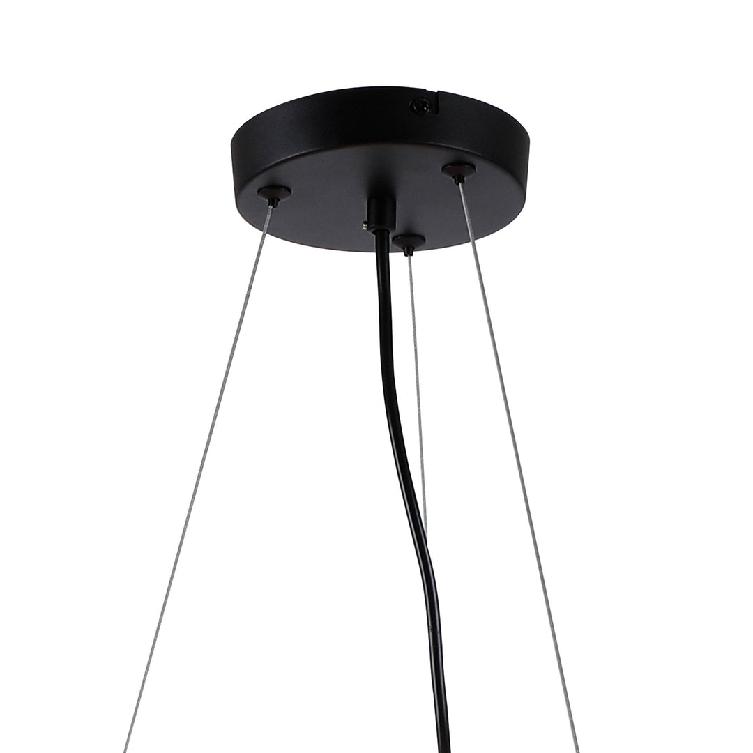 Nelson Lighting NL9041/AM9 Prague 16 Light Circular Pendant Satin Black Amber Plated