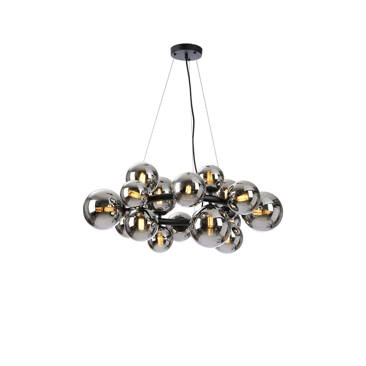 Nelson Lighting NL9041/CH9 Prague 16 Light Circular Pendant Satin Black Chrome Plated