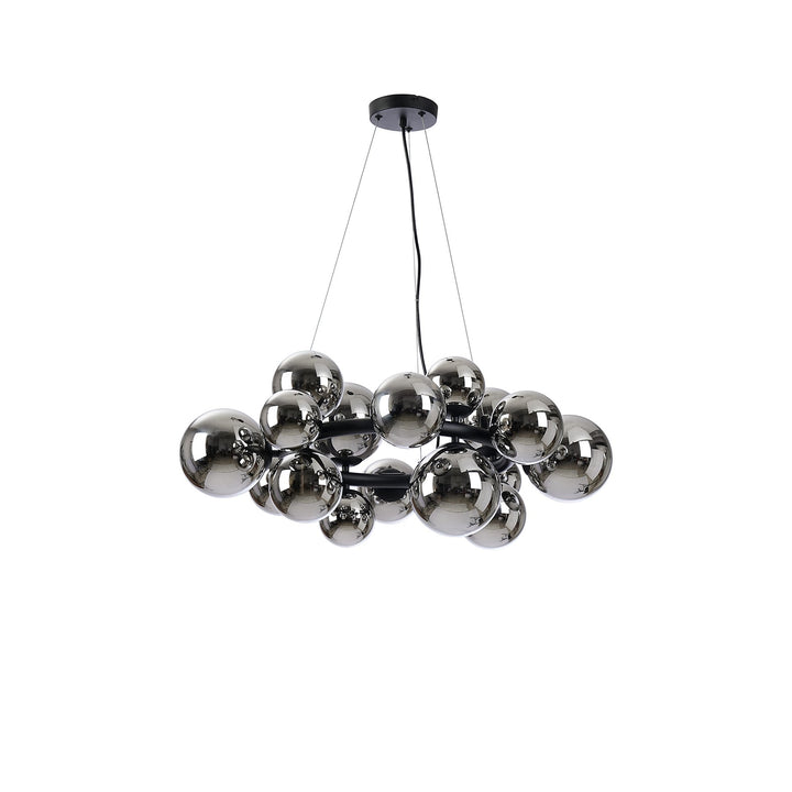 Nelson Lighting NL9041/CH9 Prague 16 Light Circular Pendant Satin Black Chrome Plated