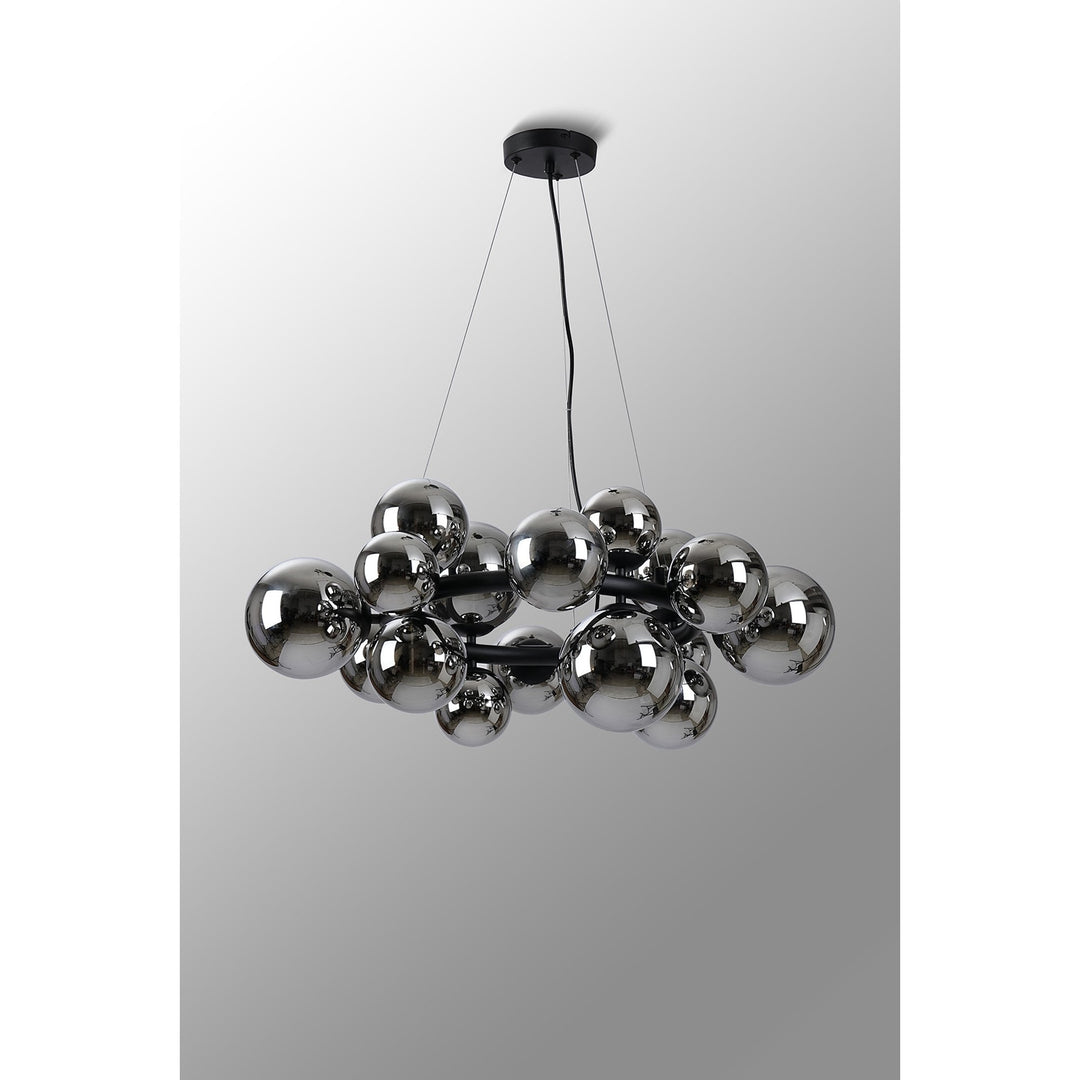 Nelson Lighting NL9041/CH9 Prague 16 Light Circular Pendant Satin Black Chrome Plated