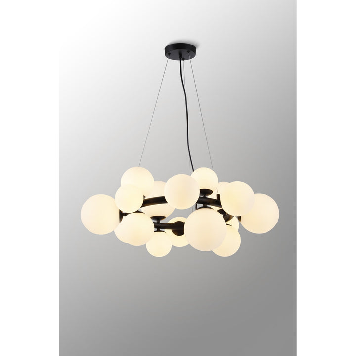 Nelson Lighting NL9041/OP9 Prague 16 Light Circular Pendant Satin Black Opal