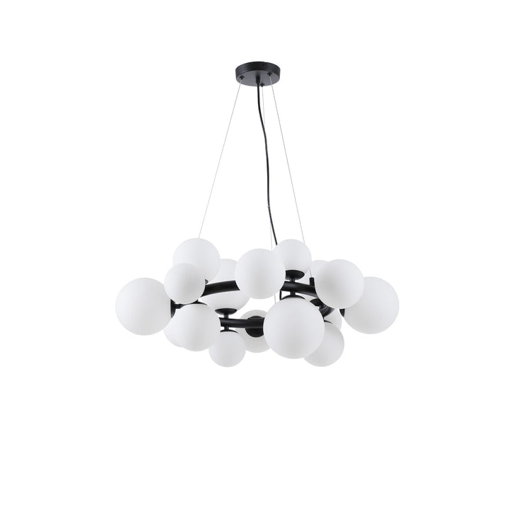 Nelson Lighting NL9041/OP9 Prague 16 Light Circular Pendant Satin Black Opal