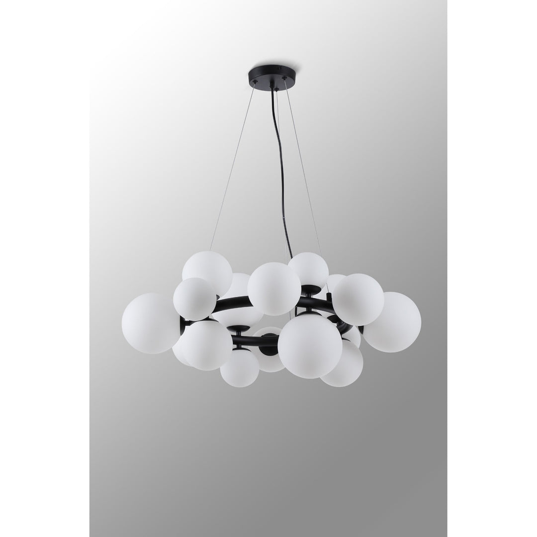 Nelson Lighting NL9041/OP9 Prague 16 Light Circular Pendant Satin Black Opal