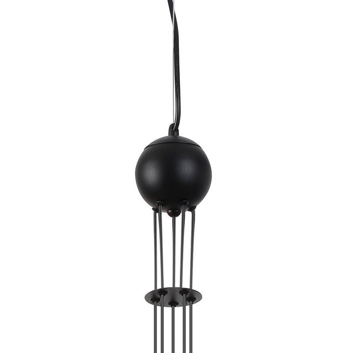 Nelson Lighting NL9042/AM9 Prague 5 Light Pendant Satin Black Amber Plated