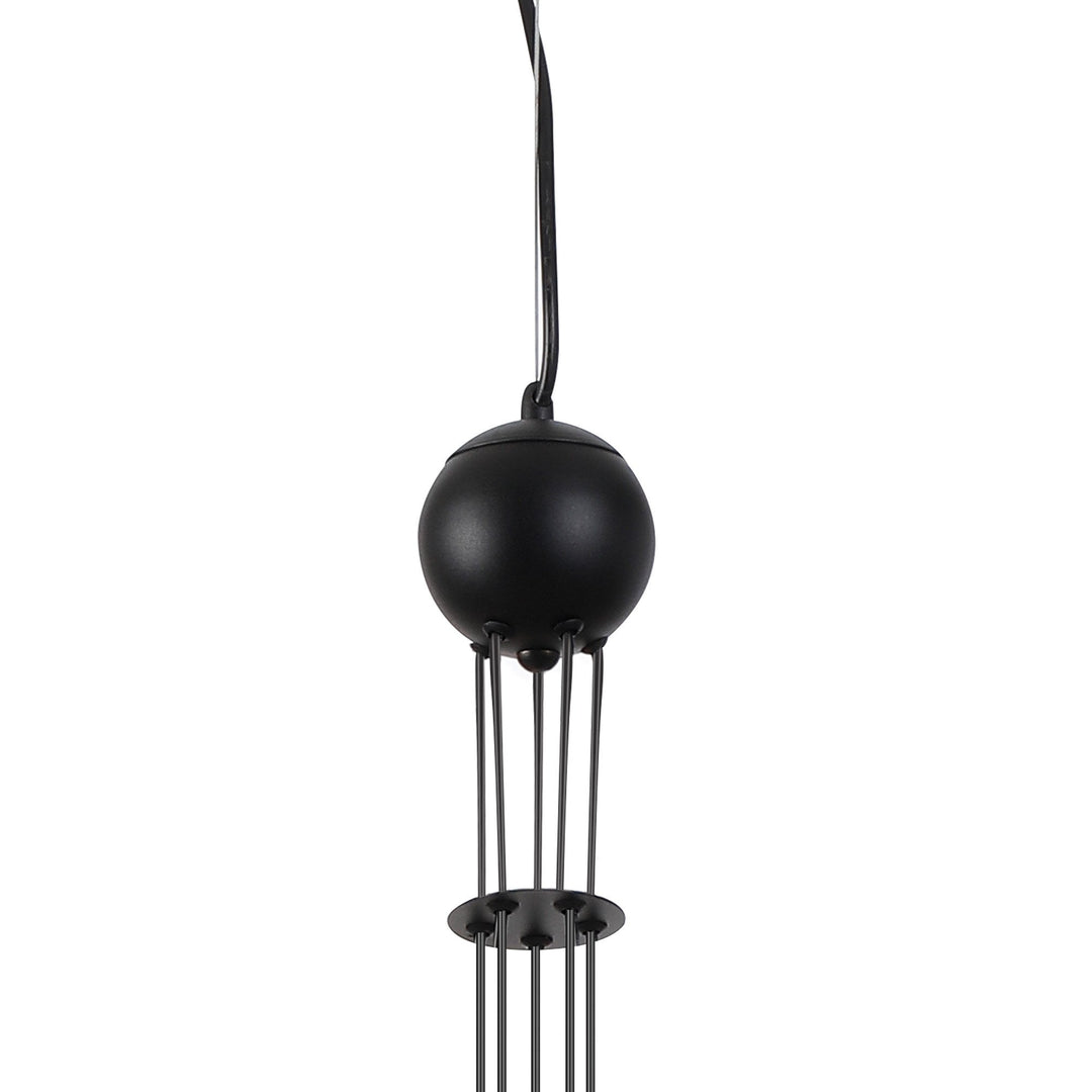 Nelson Lighting NL9042/CH9 Prague 5 Light Pendant Satin Black Chrome Plated