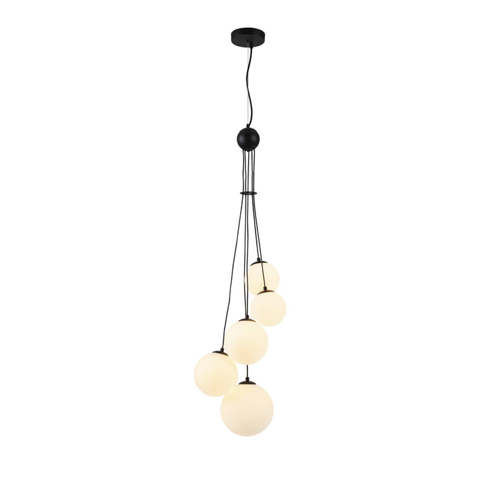 Nelson Lighting NL9042/OP9 Prague 5 Light Pendant Satin Black Opal