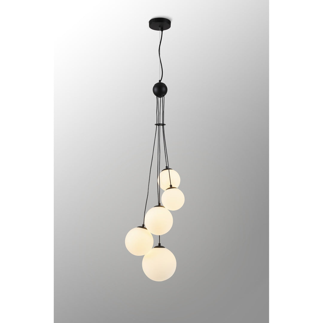 Nelson Lighting NL9042/OP9 Prague 5 Light Pendant Satin Black Opal