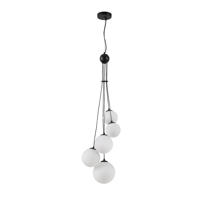 Nelson Lighting NL9042/OP9 Prague 5 Light Pendant Satin Black Opal