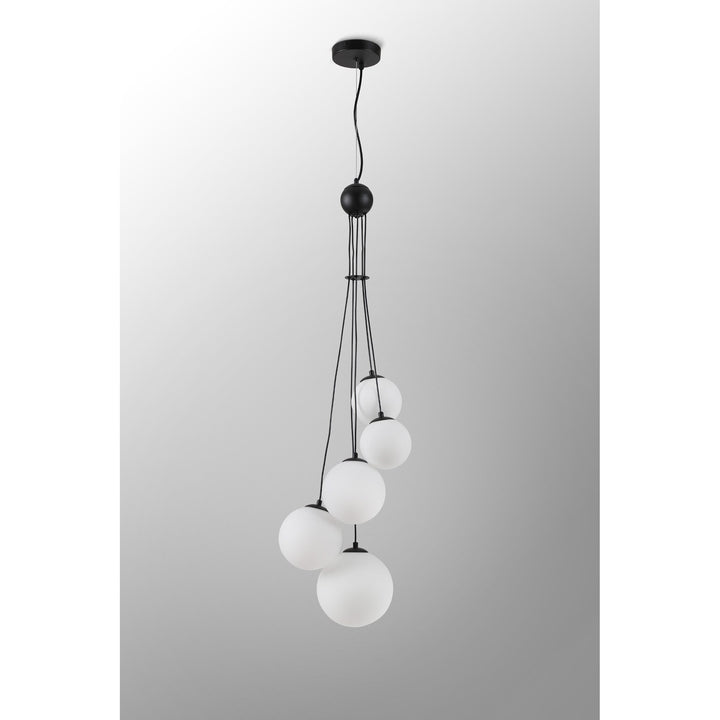 Nelson Lighting NL9042/OP9 Prague 5 Light Pendant Satin Black Opal