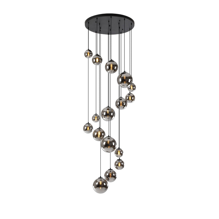 Nelson Lighting NL9043/CH9 Prague 16 Light Pendant Satin Black Chrome Plated