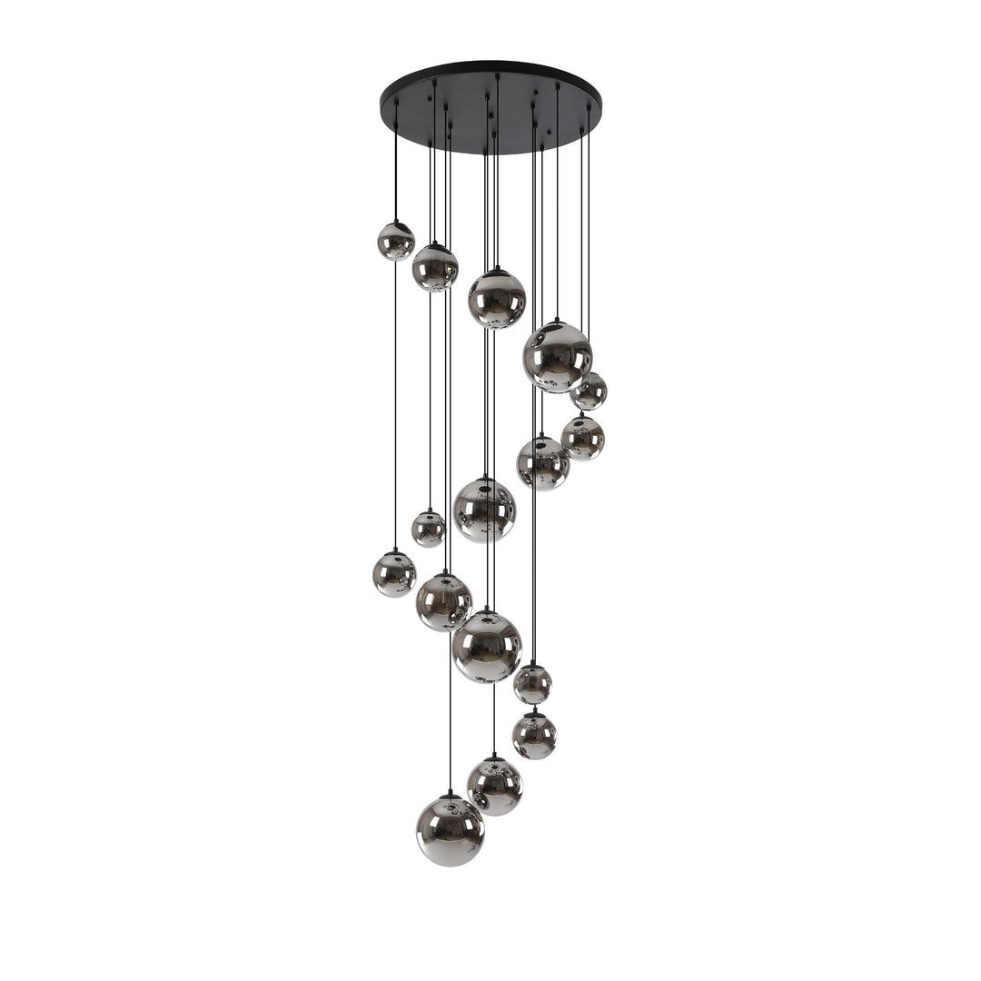 Nelson Lighting NL9043/CH9 Prague 16 Light Pendant Satin Black Chrome Plated