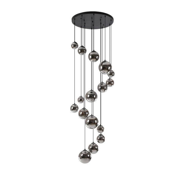 Nelson Lighting NL9043/CH9 Prague 16 Light Pendant Satin Black Chrome Plated