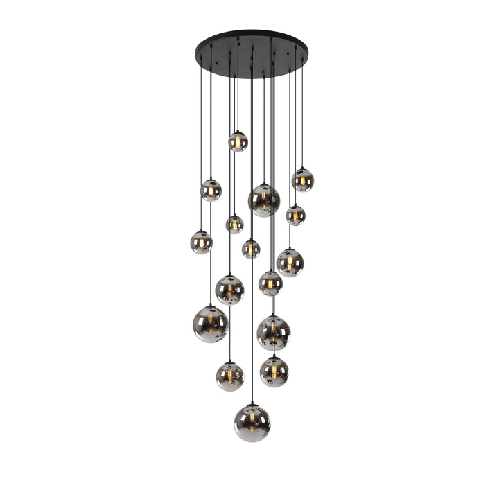 Nelson Lighting NL9043/CH9 Prague 16 Light Pendant Satin Black Chrome Plated