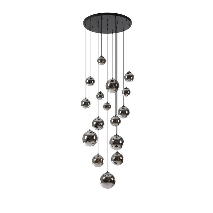 Nelson Lighting NL9043/CH9 Prague 16 Light Pendant Satin Black Chrome Plated