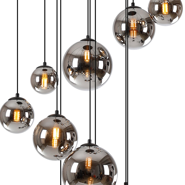 Nelson Lighting NL9043/CH9 Prague 16 Light Pendant Satin Black Chrome Plated