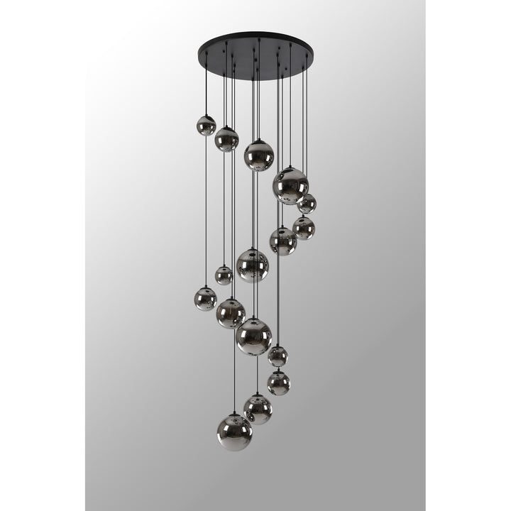 Nelson Lighting NL9043/CH9 Prague 16 Light Pendant Satin Black Chrome Plated