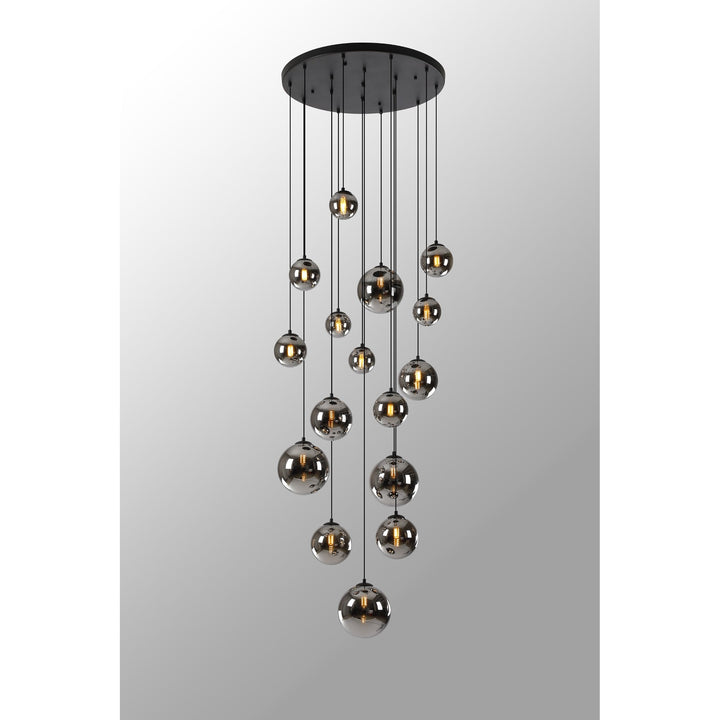 Nelson Lighting NL9043/CH9 Prague 16 Light Pendant Satin Black Chrome Plated