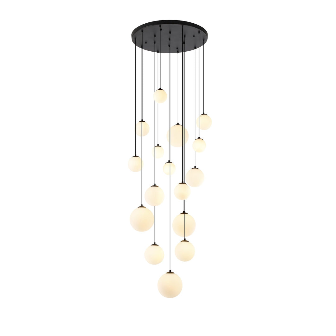 Nelson Lighting NL9043/OP9 Prague 16 Light Pendant Satin Black Opal