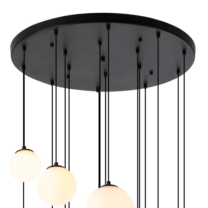 Nelson Lighting NL9043/OP9 Prague 16 Light Pendant Satin Black Opal