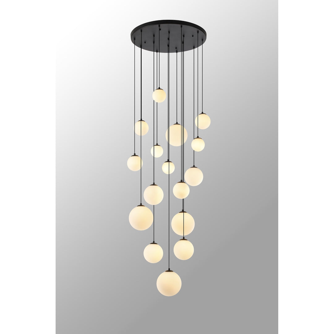 Nelson Lighting NL9043/OP9 Prague 16 Light Pendant Satin Black Opal