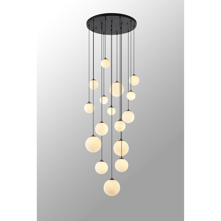 Nelson Lighting NL9043/OP9 Prague 16 Light Pendant Satin Black Opal