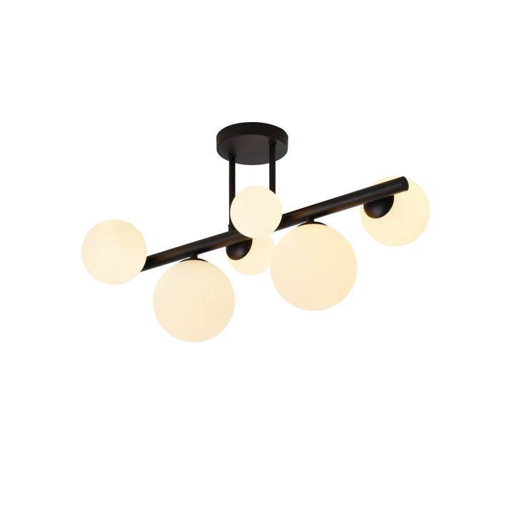 Nelson Lighting NL9044/OP9 Prague 6 Light Ceiling Light Satin Black Opal