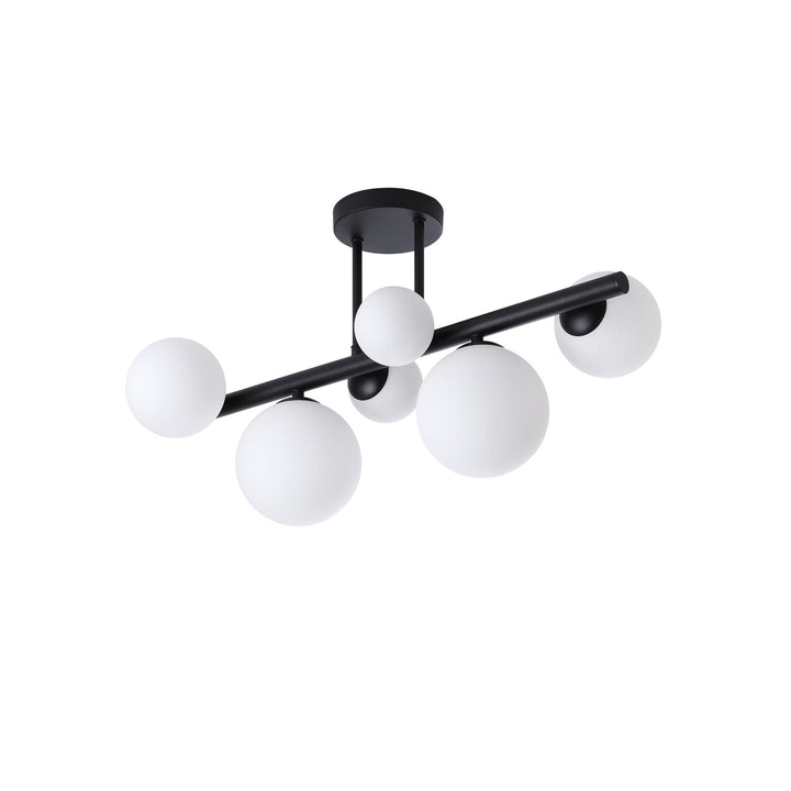 Nelson Lighting NL9044/OP9 Prague 6 Light Ceiling Light Satin Black Opal