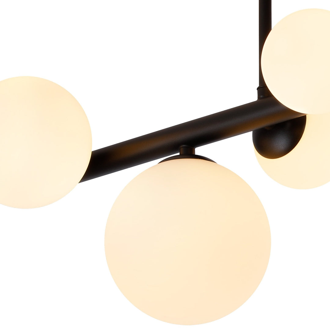 Nelson Lighting NL9044/OP9 Prague 6 Light Ceiling Light Satin Black Opal