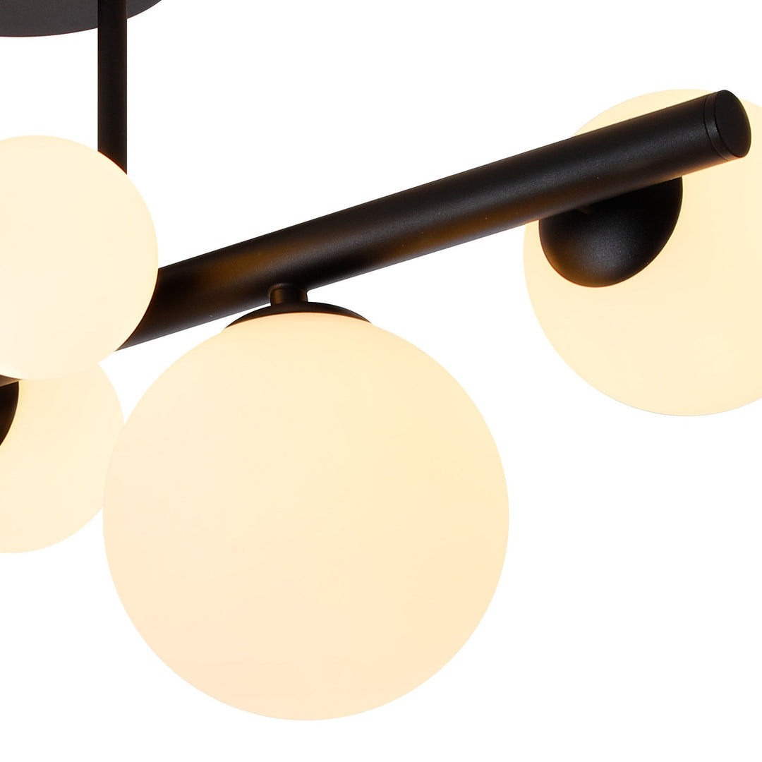 Nelson Lighting NL9044/OP9 Prague 6 Light Ceiling Light Satin Black Opal