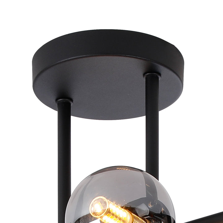 Nelson Lighting NL9044/SM9 Prague 6 Light Ceiling Light Satin Black Smoke Plated