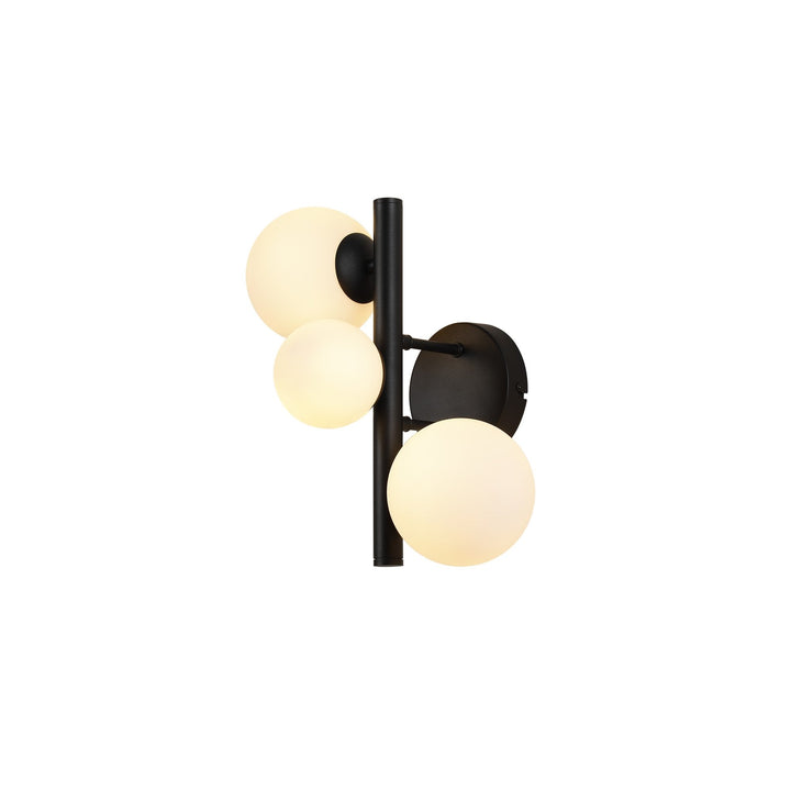 Nelson Lighting NL9045/OP9 Prague 3 Light Wall Light Satin Black Opal