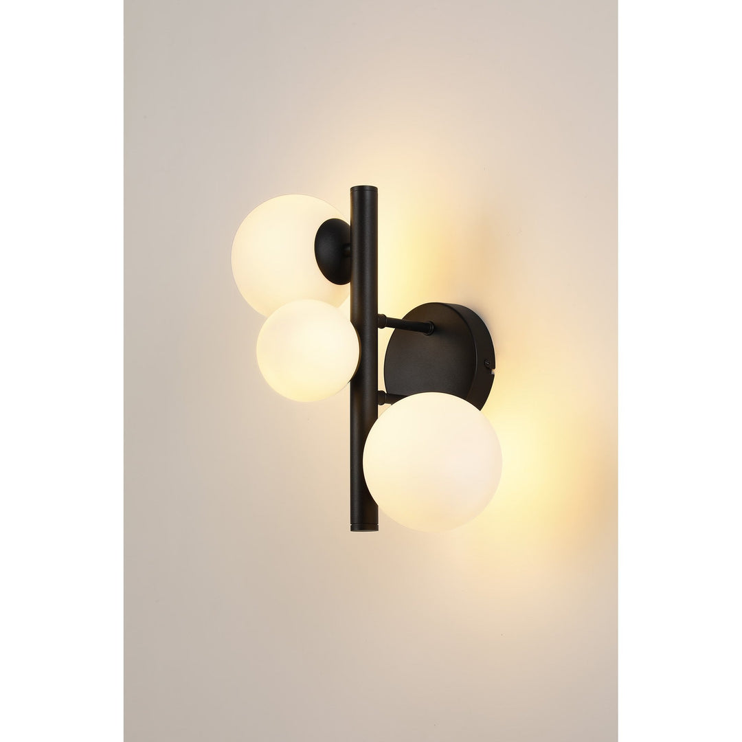 Nelson Lighting NL9045/OP9 Prague 3 Light Wall Light Satin Black Opal