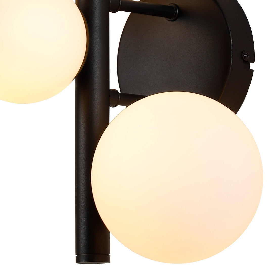 Nelson Lighting NL9045/OP9 Prague 3 Light Wall Light Satin Black Opal