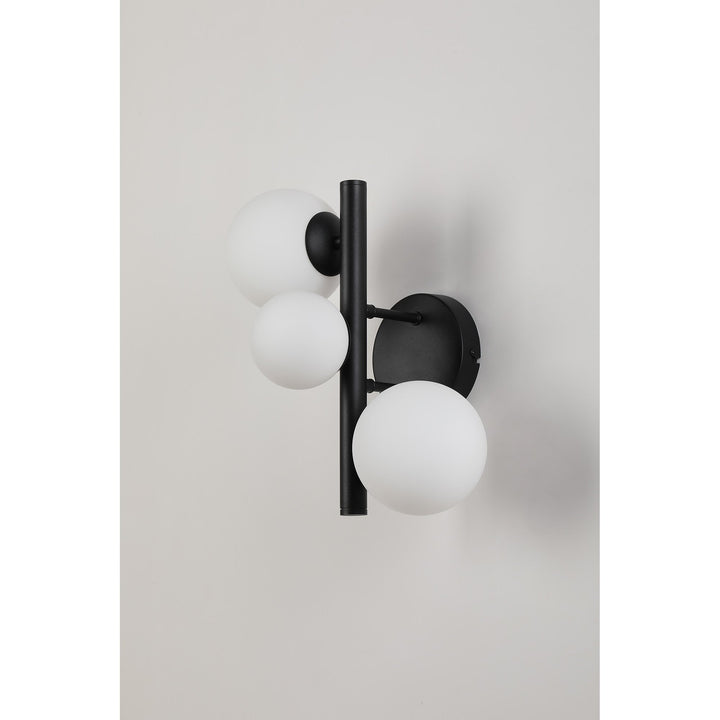 Nelson Lighting NL9045/OP9 Prague 3 Light Wall Light Satin Black Opal