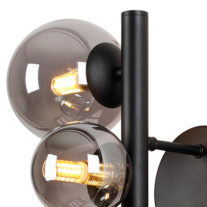 Nelson Lighting NL9045/SM9 Prague 3 Light Wall Light Satin Black Smoke Plated