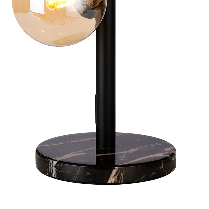 Nelson Lighting NL9047/AM9 Prague 4 Light Table Lamp Satin Black Amber Plated