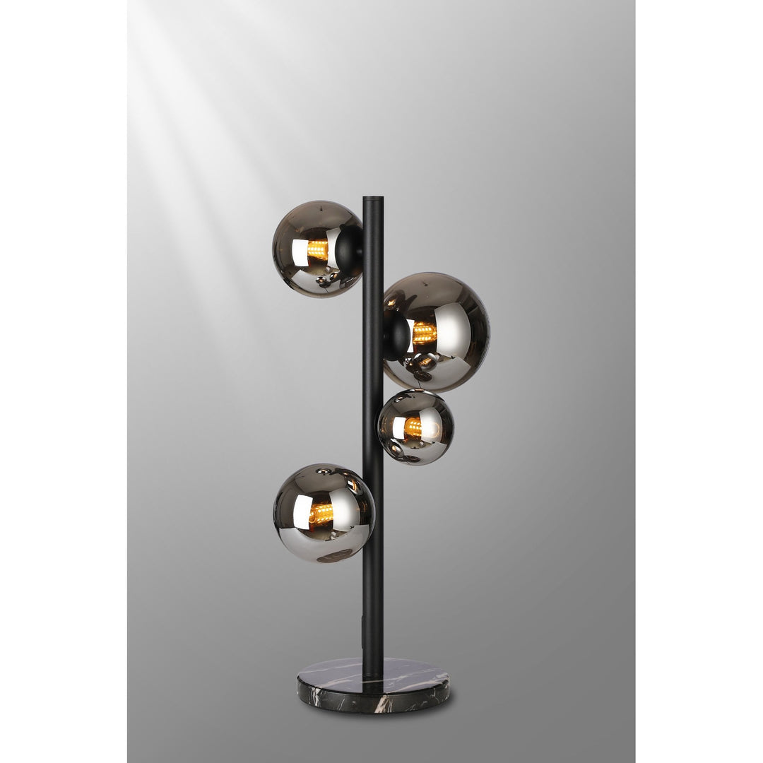 Nelson Lighting NL9047/CH9 Prague 4 Light Table Lamp Satin Black Chrome Plated