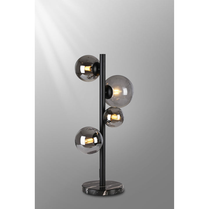 Nelson Lighting NL9047/SM9 Prague 4 Light Table Lamp Satin Black Smoke Plated